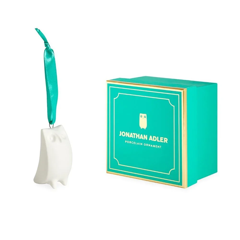 Jonathan Adler Porcelain Owl Ornament in original green gift box